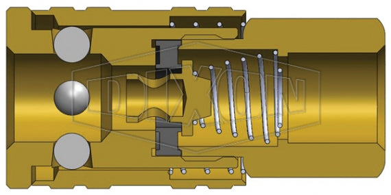 2MF3-B by Dixon Valve | Pneumatic Quick Disconnect Coupling | M-Series | 3/8" Female NPT x 1/4" Manual ARO Interchange | Socket | Nitrile Seal | Brass