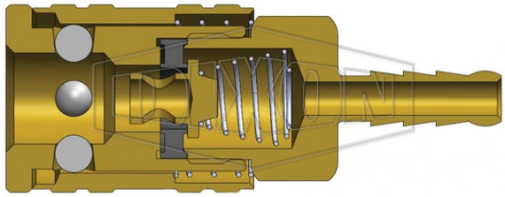2MS2-B by Dixon Valve | Pneumatic Quick Disconnect Coupling | M-Series | Hose Barb | 1/4" Hose ID x 1/4" Manual ARO Interchange | Socket | Nitrile Seal | Brass