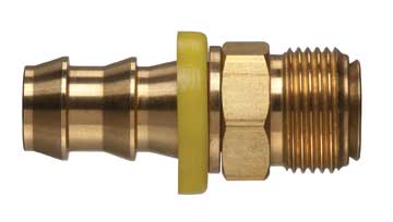 POFMIV-0606 by Kuriyama | Push-On Hose Fitting | 3/8" Hose Barb x 3/8" Male Inverted Flare | Brass