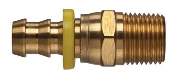 POFMPS-0404 by Kuriyama | Push-On Hose Fitting | 1/4" Hose Barb x 1/4" Male NPTF Swivel | Brass