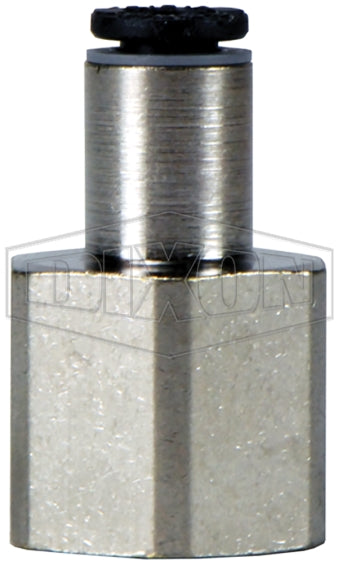 31140610 Dixon Valve Nickel-Plated Brass Metric Push-In Fitting - Female Connector - 6mm Tube OD x 1/8" Female BSPT