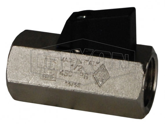 MBV50 by Dixon Valve | Mini Ball Valve | Standard Port | 1/2" Female NPT x 1/2" Female NPT | Nickel Plated Brass