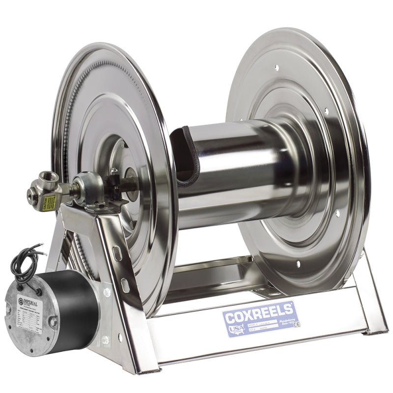 1125-5-200-H-SP by Coxreels | 1125-SS Series | 3,000 PSI Motor Driven Hose Reel for Hydraulic Oil | Hydraulic Motor | 3/4" Hose ID, 3/4" FNPT Inlet | Stainless Steel | 200ft Capacity, Hose Not Included