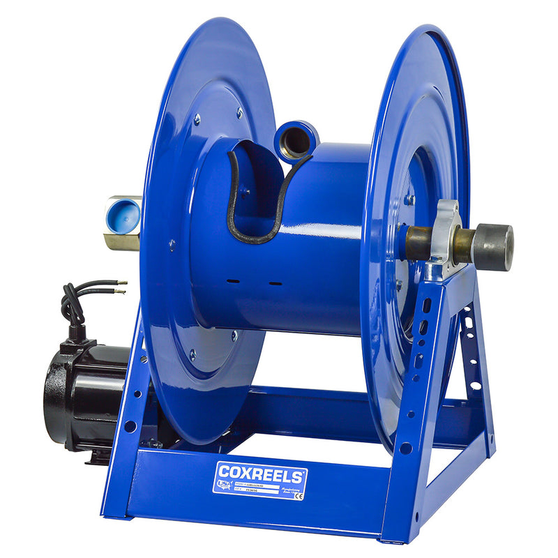 1185-2024-H-BUXX by Coxreels | 1185-BUXX Series | 3,000 PSI Motor Driven Hose Reel for Hydraulic Oil | Hydraulic Motor | 1-1/2" Hose ID, 1-1/2" FNPT Inlet | Steel | 100ft Capacity, Hose Not Included
