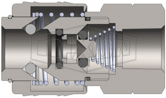 2MF3-PL by Dixon Valve | Pneumatic Quick Disconnect Coupling | M-Series | 3/8" Female NPT x 1/4" Automatic ARO Interchange | Socket | Nitrile Seal | Steel/Brass