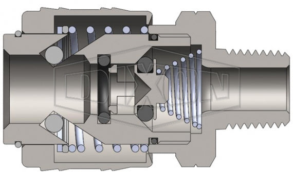 2MM3-PL by Dixon Valve | Pneumatic Quick Disconnect Coupling | M-Series | 3/8" Male NPT x 1/4" Automatic ARO Interchange | Plug | Steel/Brass