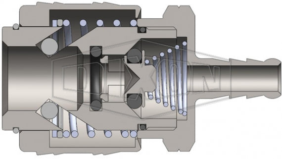 2MS3-PL by Dixon Valve | Pneumatic Quick Disconnect Coupling | M-Series | Hose Barb | 3/8" Hose ID x 1/4" Automatic ARO Interchange | Socket | Nitrile Seal | Steel/Brass