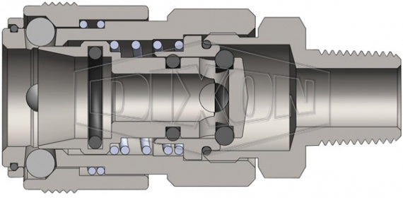 2NKM2 by Dixon Valve | Pneumatic Quick Disconnect Coupling | NK-Series | 1/4" Male NPT x 1/4" Japanese Industrial Interchange | Socket | Nitrile Seal | Steel