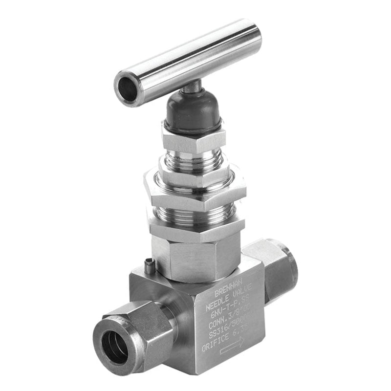 NVN-2013-SS by Brennan Inc. | Needle Valve | -06 Instrumentation Fitting x -06 Instrumentation Fitting | Integral Bonnet | Regular Stem | Stainless Steel
