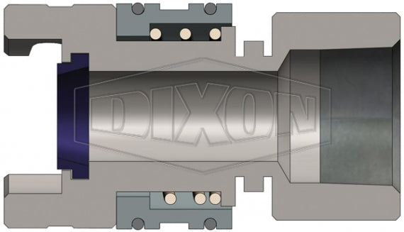 4PF6-S by Dixon Valve | Pneumatic Quick Disconnect Coupling | Dual-Lock P-Series | 3/4" Female NPTF x 1/2" Body Size | Socket | Nitrile Seal | 303 Stainless Steel
