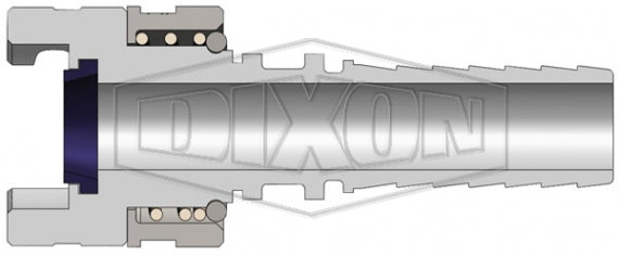 4PS8-B by Dixon Valve | Pneumatic Quick Disconnect Coupling | Dual-Lock P-Series | Hose Barb | 1" Hose ID x 1/2" Body Size | Socket | Nitrile Seal | Brass