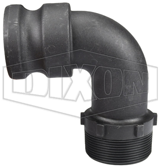 90PPF200 by Dixon Valve | Cam & Groove Adapter | 90° Elbow | Type F | 2" Adapter x 2" Male NPT | Polypropylene