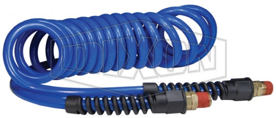 PU3815 by Dixon Valve | Polyurethane Self-Storing Air Hose | 3/8" Hose ID | 3/8" Male NPT x 3/8" Male NPT | 15ft Length | Polyurethane