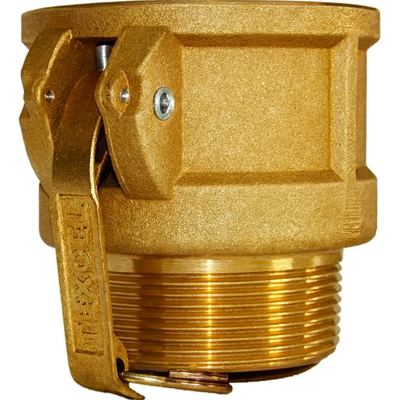 1.25-B-BRASS by Texcel | CAM & GROOVE COUPLING LINE | Type B | 1-1/4" Female Coupler x 1-1/4" Male NPT Thread | Straight | Brass