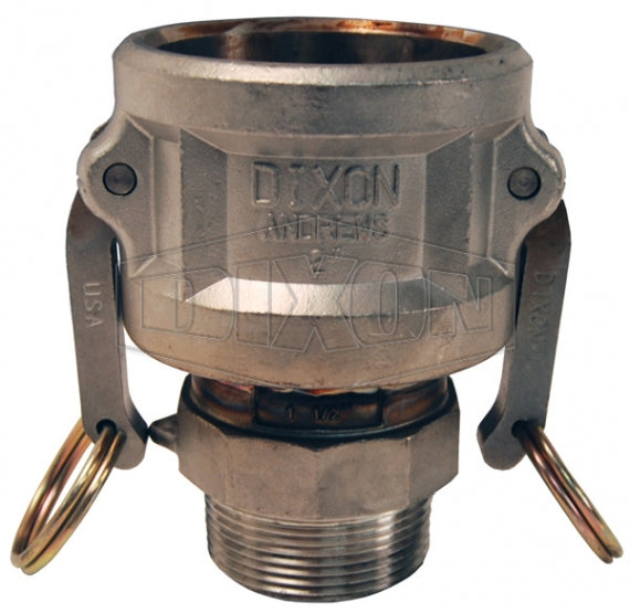 2015-B-SS by Dixon Valve | Cam & Groove Reducer (Jump Size) Coupler | Type B | 2" Coupler x 1-1/2" Male NPT | 316 Stainless Steel