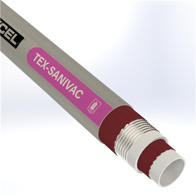 SANV-3.0-200T-G by Texcel | TEX-SANIVAC Series | FDA Sanitary Vacuum Hose | 3" Hose ID | 150 PSI | Gray