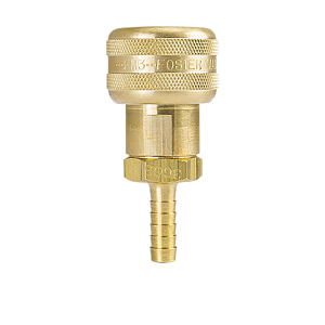 B-2BS2-B-SL Breco by Foster | Hose Stem w/ Sleeve Lock | B Series | 1/4" Socket x 1/4" Hose Stem | Straight | Brass