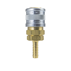 D342 Breco by Foster | D Series | One Way Shut-Off | Quick Disconnect | 1/4" 1-Way Manual Socket x 1/4" Hose Stem | Straight | Brass/Steel