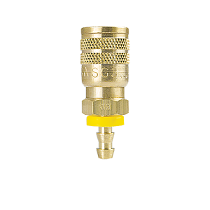 B-2CPS3-B Breco by Foster | 1-Way Manual Sleeve Guard Sockets | C Series | 1/4" Socket x 3/8" Push-On Hose Stem | Straight | Brass