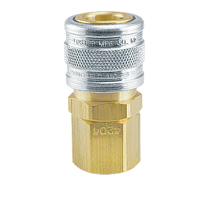 D480 Breco by Foster | D Series | One Way Shut-Off | Quick Disconnect | 3/8" 1-Way Manual Socket x 1/2" Female NPT Thread | Straight | Brass/Steel