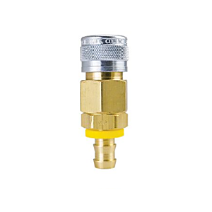 D584BL Breco by Foster | D Series | One Way Shut-Off | Quick Disconnect w/ Ball Lock | 1/2" 1-Way Manual Socket x 1/2" Push-On Hose Stem | Straight | Brass/Steel