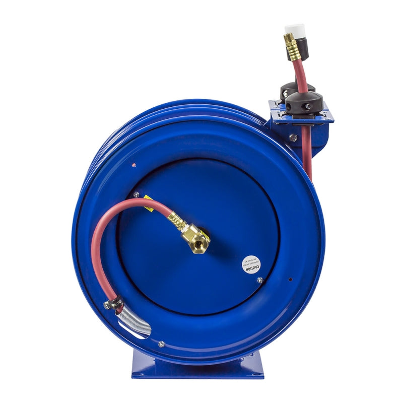 C-L350-5016-X by Coxreels | C Air-Electric Series | 300 PSI Spring Driven Air Hose & Power Cord Combination Reel | 3/8" Hose ID, 3/8" FNPT Inlet x 3/8" MNPT Hose End | 16/3 SJTO Cord, 13A | Steel | 50ft PVC Hose & 50ft Cord Included