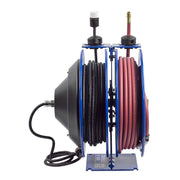 C-L350-5012-X by Coxreels | C Air-Electric Series | 300 PSI Spring Driven Air Hose & Power Cord Combination Reel | 3/8" Hose ID, 3/8" FNPT Inlet x 3/8" MNPT Hose End | 12/3 SJO Cord, 20A | Steel | 50ft PVC Hose & 50ft Cord Included