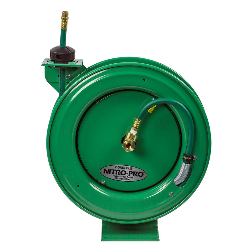 P-NPL-350 by Coxreels | Nitro-Pro Series | 300 PSI Spring Driven Hose Reel for Nitrogen | 3/8" Hose ID, 3/8" FNPT Inlet | Steel | 50ft Capacity, Hose Not Included