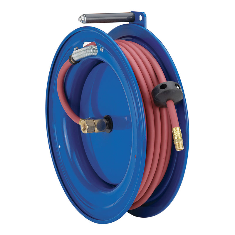 SL17-H325 by Coxreels | S Series | 4,000 PSI Left Side Mount Spring Driven Hose Reel for Air, Water & Oil | 3/8" Hose ID, 3/8" FNPT Inlet x 3/8" MNPT Hose End | Steel | 25ft Rubber Hose Included