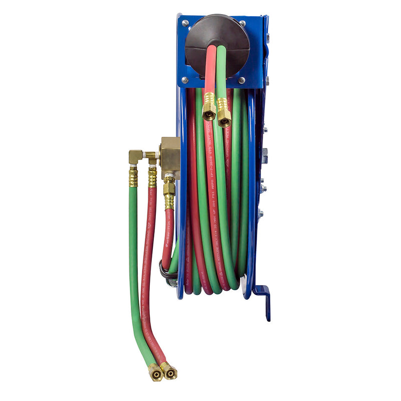 SG19W-175 by Coxreels | SGW Series | 200 PSI Side Mount Spring Driven Hose Reel with Guide Arm for Oxy-Acetylene Welding | 1/4" Hose ID, 1/4" FNPT Inlet x 1/4" MNPT Hose End | Steel | 75ft EPDM Hose Included