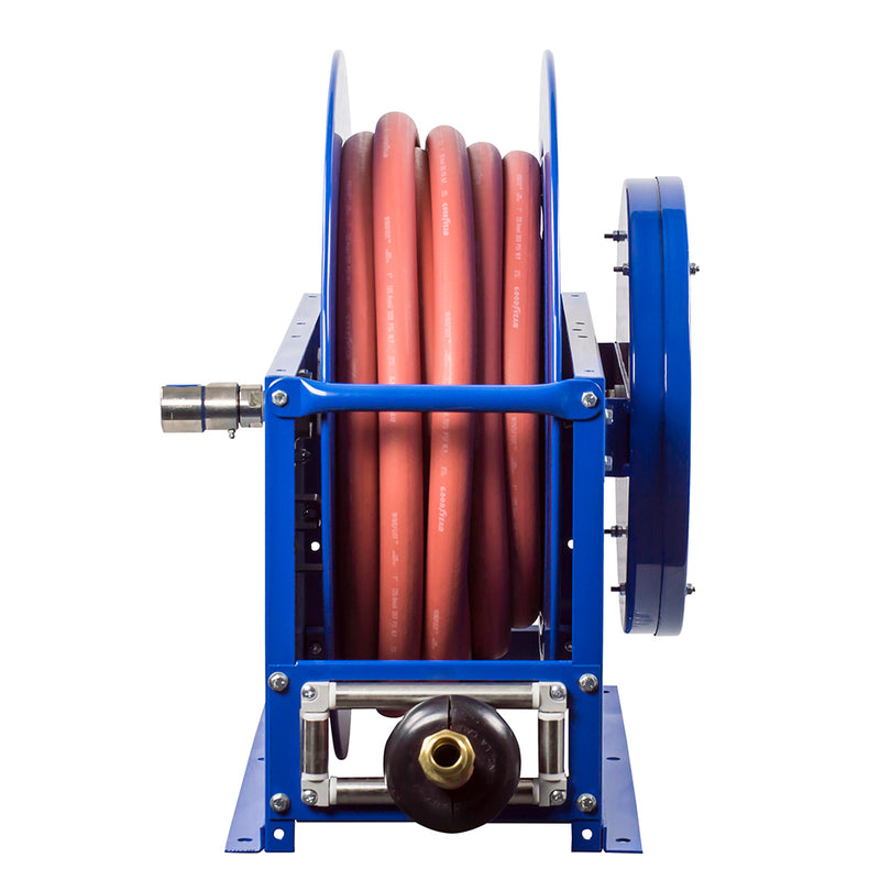 SMP-5100 by Coxreels | SP Series | 1,500 PSI Spring Driven Hose Reel | 3/4" Hose ID, 3/4" FNPT Inlet x 3/4" MNPT Hose End | Steel | 100ft Rubber Hose Included