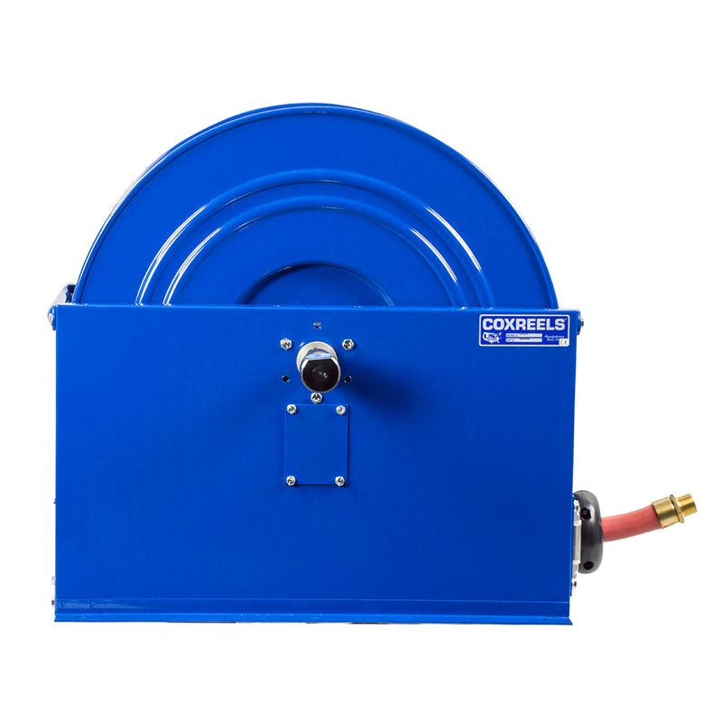 SMP-550 by Coxreels | SP Series | 1,500 PSI Spring Driven Hose Reel | 3/4" Hose ID, 3/4" FNPT Inlet x 3/4" MNPT Hose End | Steel | 50ft Rubber Hose Included