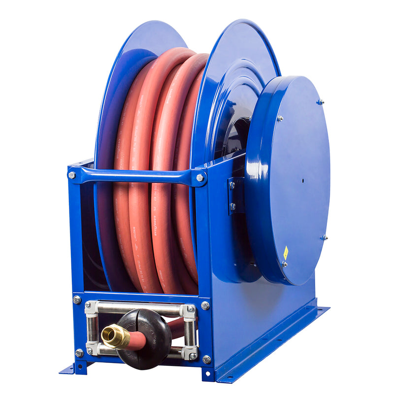 SMP-550 by Coxreels | SP Series | 1,500 PSI Spring Driven Hose Reel | 3/4" Hose ID, 3/4" FNPT Inlet x 3/4" MNPT Hose End | Steel | 50ft Rubber Hose Included