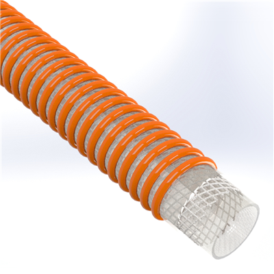 SPVC-AQUA-8.0 by Texcel | SIGMA-PVC AQUA™ Series | Water Suction Hose | 8" Hose ID | 70 PSI | 28 in/Hg Vacuum Rated | Clear/Orange