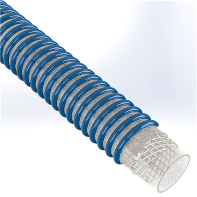 SPVC-MHH-5.0-100 by Texcel | SIGMA-POLY MHH™ Series | Polyurethane Food-Grade Suction & Discharge Hose | 5" Hose ID | 70 PSI | 28 in/Hg Vacuum Rated | Blue