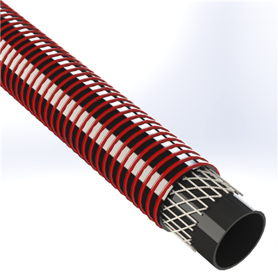 SPVC-TD150-2.0 by Texcel | SIGMA-TD150™ Series | Heavy-Duty Tank Drop Hose | 2" Hose ID | 150 PSI | 29 in/Hg Vacuum Rated | Black w/ Red Spiral Yarn