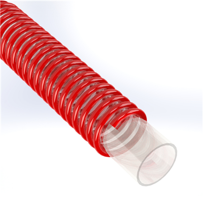 SPVC-VRH-3.0 by Texcel | SIGMA-VRH™ Series | Heavy-Duty Tank Drop Hose | 3" Hose ID | 13 PSI | 29 in/Hg Vacuum Rated | Clear w/ Red Spiral