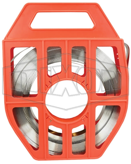 ST206R by Dixon Valve | Banding with Plastic Red Tote | 3/4" Band Width | 201 Stainless Steel Band | 100ft Length