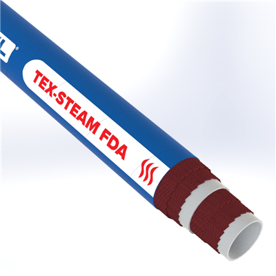 STFD-.5-100 by Texcel | TEX-STEAM™ FDA Series | Food Grade Steam Hose | 1/2" Hose ID | 105 PSI | Blue | 100ft Length