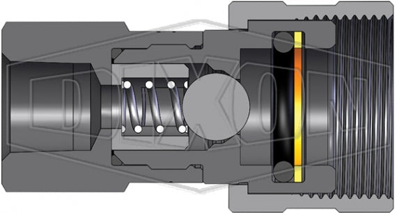 3TF3 by Dixon Valve | Hydraulic Quick Disconnect Coupling | T-Series | 3/8" Female NPTF x 3/8" 10K Threaded Ball | Socket | Nitrile Seal | Steel