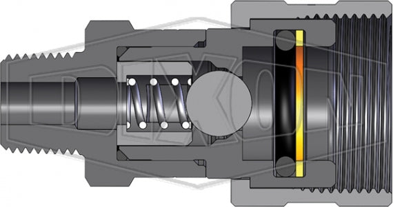 2TM2 by Dixon Valve | Hydraulic Quick Disconnect Coupling | T-Series | 1/4" Male NPTF x 1/4" 10K Threaded Ball | Socket | Nitrile Seal | Steel