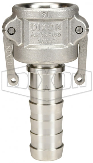 100-C-SS by Dixon Valve | Cam & Groove | Type C | 1" Coupler x 1" Hose Shank |  316 Stainless Steel