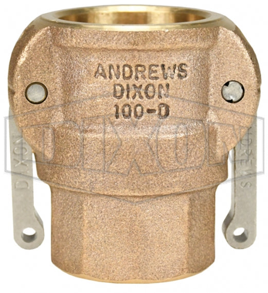 100-D-BR by Dixon Valve | Cam & Groove Coupler | Type D | 1" Coupler x 1" Female NPT | Brass