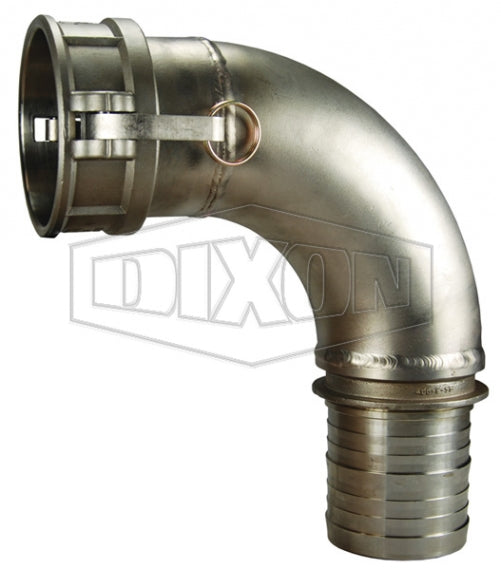 400C-90SS by Dixon Valve | Cam & Groove Coupler | 90° Elbow | Type C | 4" Coupler x 4" Hose Shank | 316 Stainless Steel