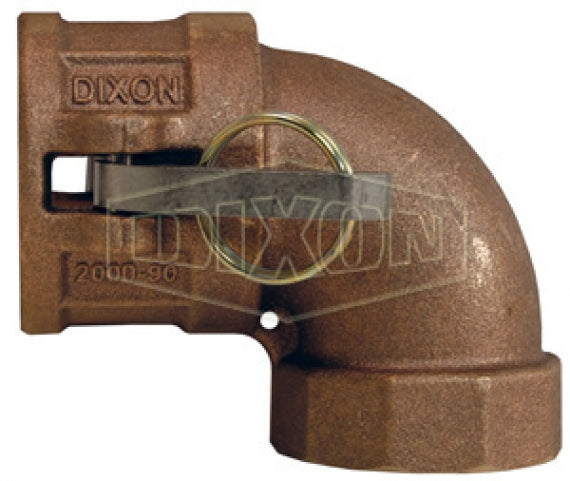 150D-90BR by Dixon Valve | Cam & Groove Coupling | 90° Elbow | Type D | 1-1/2" Coupler x 1-1/2" Female NPT | Brass