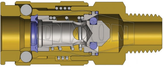 3UBM3-B by Dixon Valve | Pneumatic Quick Disconnect Coupling | U-Series | 3/8" Male BSPP x 3/8" Automatic Universal | Socket | Nitrile Seal | Brass