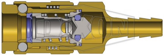 2US2-B by Dixon Valve | Pneumatic Quick Disconnect Coupling | U-Series | Hose Barb | 1/4" Hose ID x 1/4" Automatic Universal | Socket | Nitrile Seal | Brass