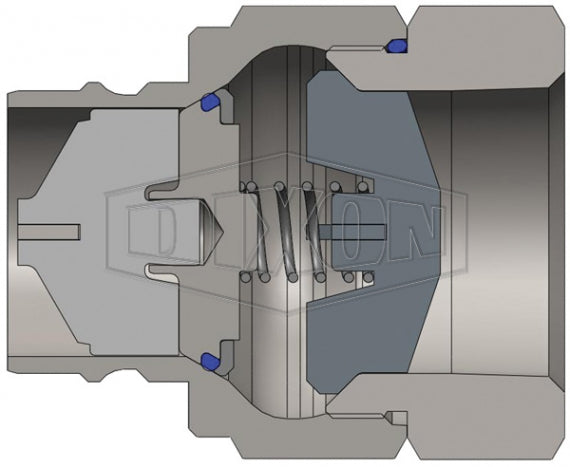 V10F10-SS by Dixon Valve | Hydraulic Quick Disconnect Coupling | V-Series | 1-1/4" Female NPTF x 1-1/4" MIL-C-51234 Valved | Plug | 316 Stainless Steel
