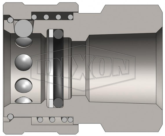 8VBF8-E by Dixon Valve | Hydraulic Quick Disconnect Coupling | V-Series | 1" Female BSPP x 1" MIL-C-51234 Unvalved | Socket | Nitrile Seal | Steel