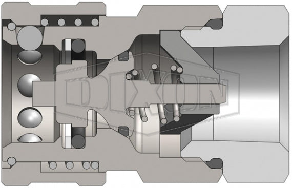4VOF4 by Dixon Valve | Hydraulic Quick Disconnect Coupling | V-Series | 1/2" Female ORB x 1/2" MIL-C-51234 Valved | Socket | Nitrile Seal | Steel